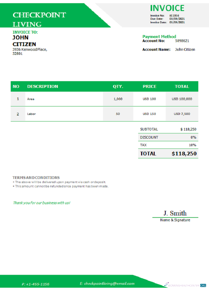 Download USA Checkpoint Living invoice Photoshop template